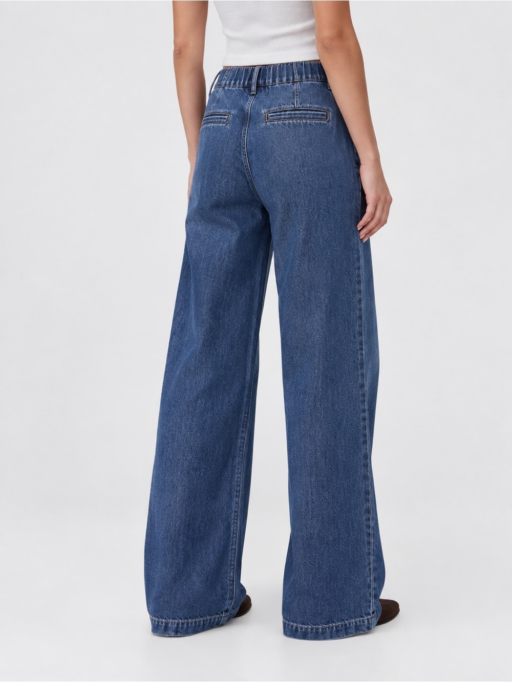 Gap 365 Trouser Wide Leg Jeans Medium Indigo Size 8 Tall - Picture 3 of 8